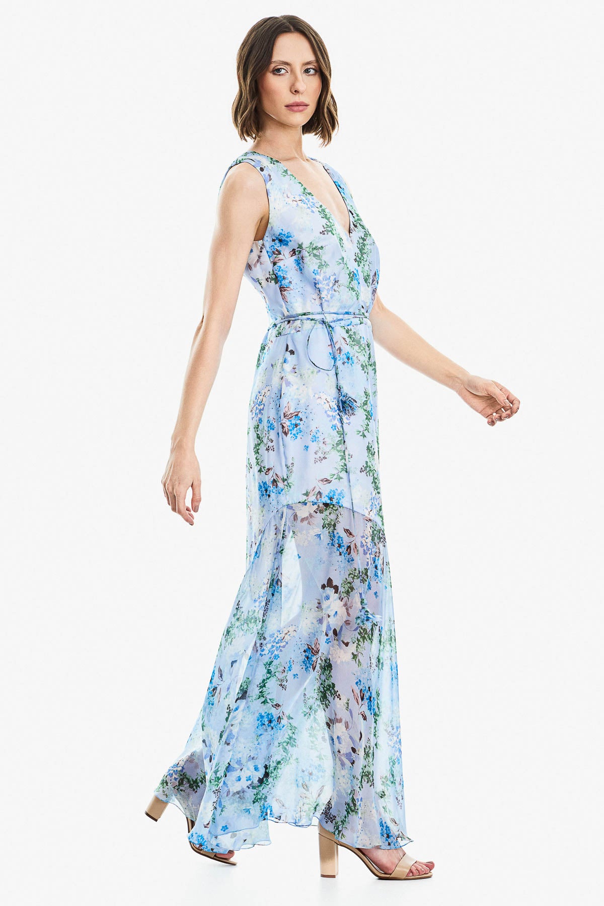 Vestido Longo com Recortes Sofia